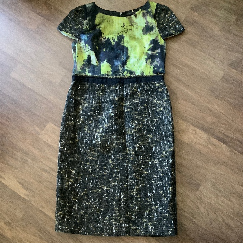 Elie Tahari wool colored block midi dress